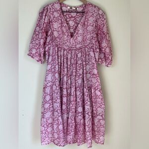 Dolma Boho Midi Dress Floral Tassels Size Small‎